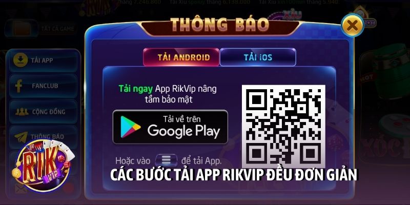 Các bước tải app Rikvip đều đơn giản