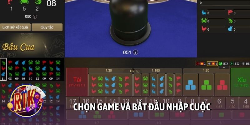 Chọn game và bắt đầu nhập cuộc